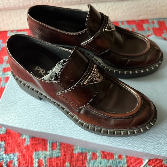 Prada Triangle Logo Loafers - Picture 2 of 12